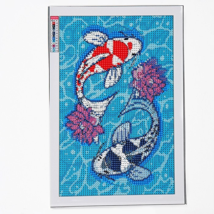 Алмазная мозаика с полным заполнением на холсте &laquo;Карпы&raquo;&lrm;, 20 х 30 см