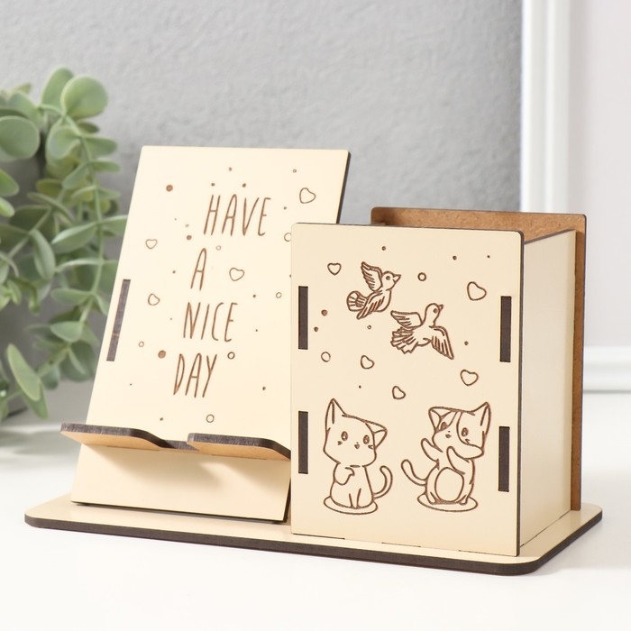 Органайзер настольный "Котики" 18х12,5х9 см (набор 9 деталей)