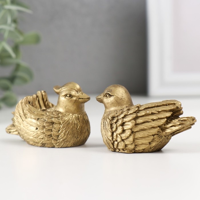 Нэцке полистоун бронза Нэцке полистоун бронза "Уточки-мандаринки" набор 2 шт 3,5х5,5х3 см