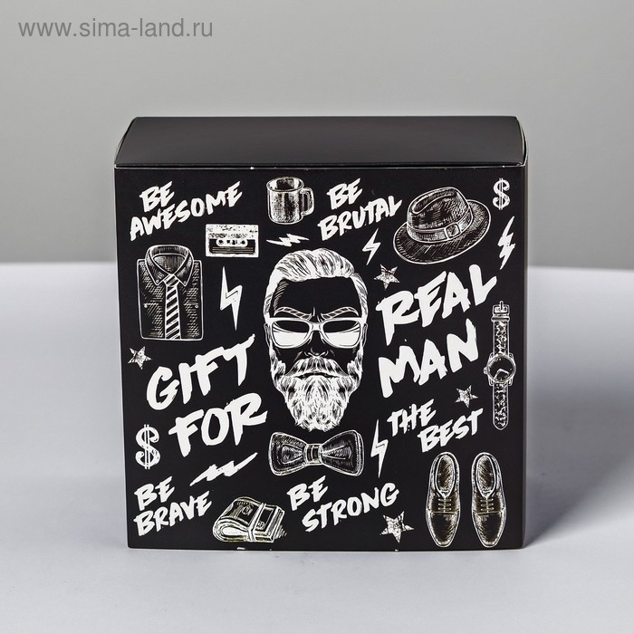 Коробка подарочная складная, упаковка, «Gift for real man», 14 х 14 х 8 см Коробка подарочная складная, упаковка, «Gift for real man», 14 х 14 х 8 см