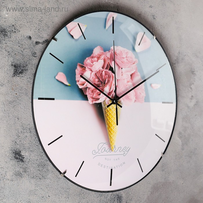 Часы настенные, серия: Интерьер, "Розовый рожок", плавный ход, d-30 см