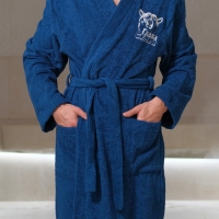 Халат махровый мужской &laquo;Глава семьи&raquo;, размер 52-54, цвет синий