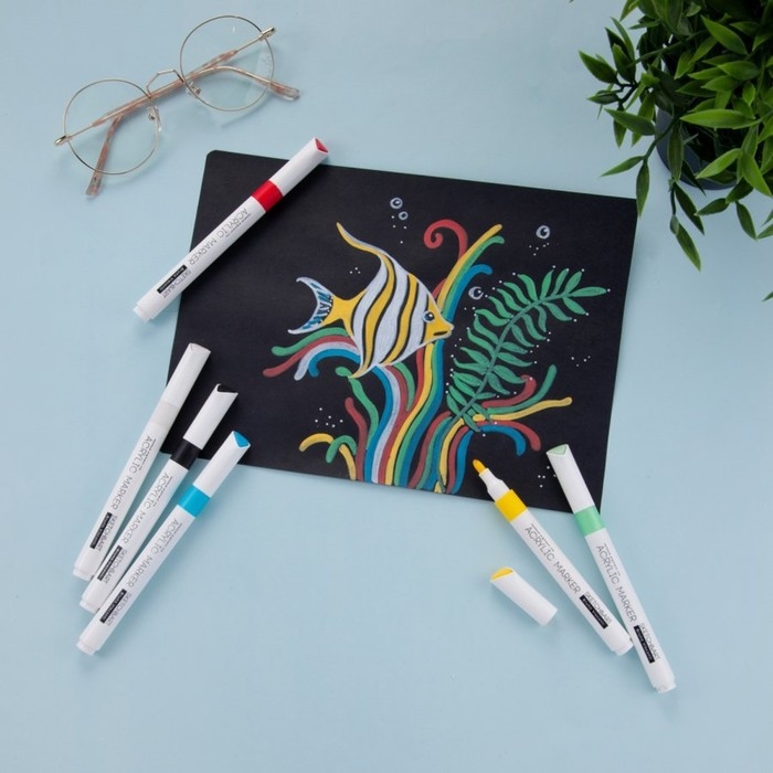 Набор акриловых маркеров 6 цветов SKETCH&ART, 1,0-3,0 мм Набор акриловых маркеров 6 цветов SKETCH&ART, 1,0-3,0 мм