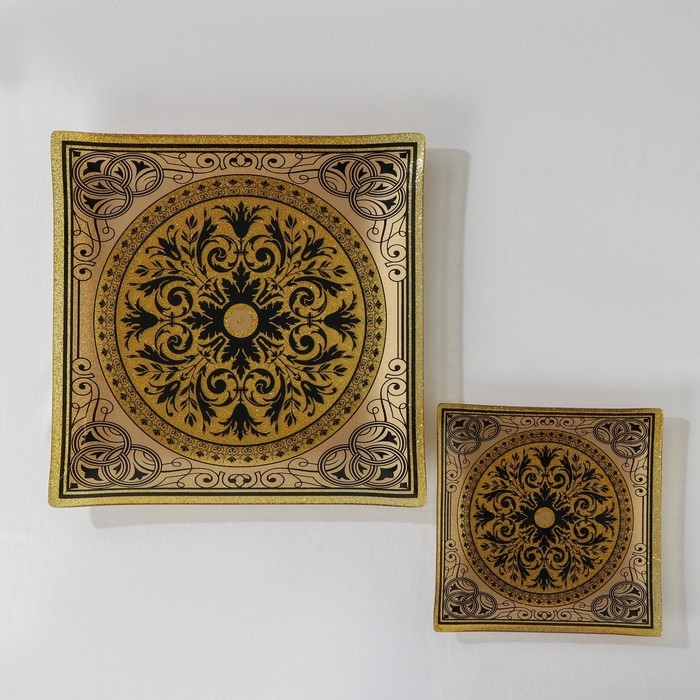 Набор столовый &laquo;Арабеска&raquo;, 7 предметов: 30&times;30 см - 1 шт, 18&times;18 см - 6 шт, цвет жёлтый