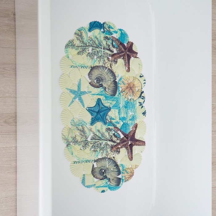 Коврик противоскользящий в ванну на присосках Доляна «Ракушки», 39×65 см Коврик противоскользящий в ванну на присосках Доляна «Ракушки», 39×65 см