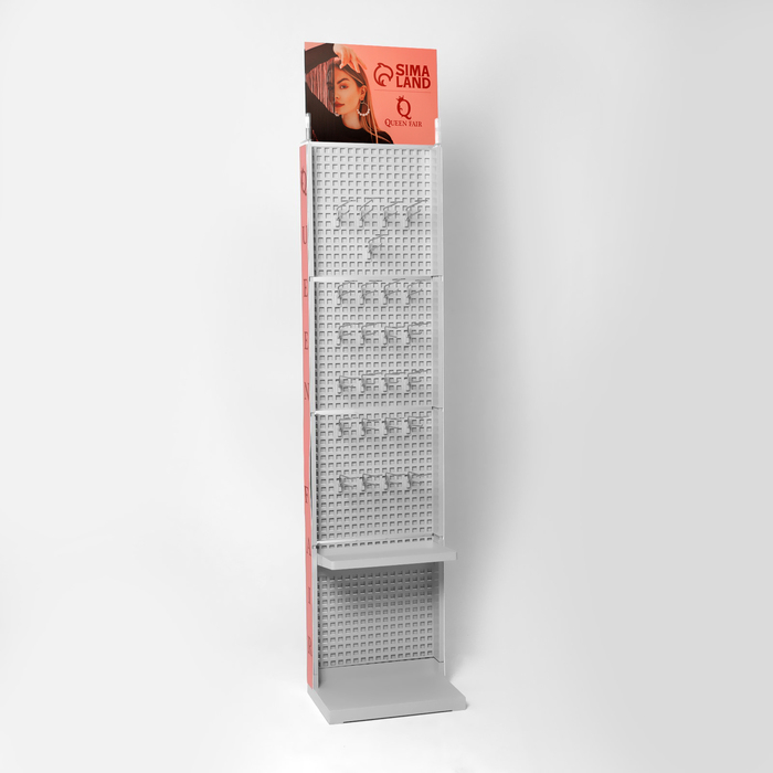 Стойка &laquo;Queen Fair&raquo; брендированная (+25 крючков), 43&times;32,5&times;198,5 см, шаг 25мм, цвет серый