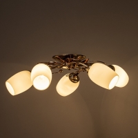 Люстра потолочная Кера 5х60Вт Е14 Золото 56x56x18 см