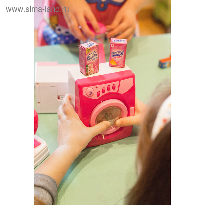 Бытовая техника «Стиральная машина», свет, звук, барабан вращается, цвет розовый Бытовая техника «Стиральная машина», свет, звук, барабан вращается, цвет розовый