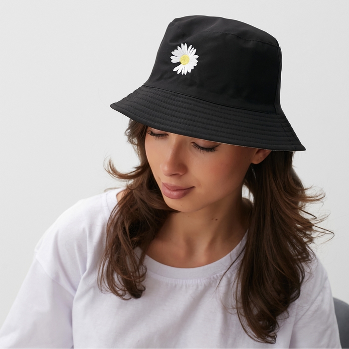 Панама двусторонняя MINAKU «Ромашка» цвет белый, размер 56-58 Панама двусторонняя MINAKU «Ромашка» цвет белый, размер 56-58