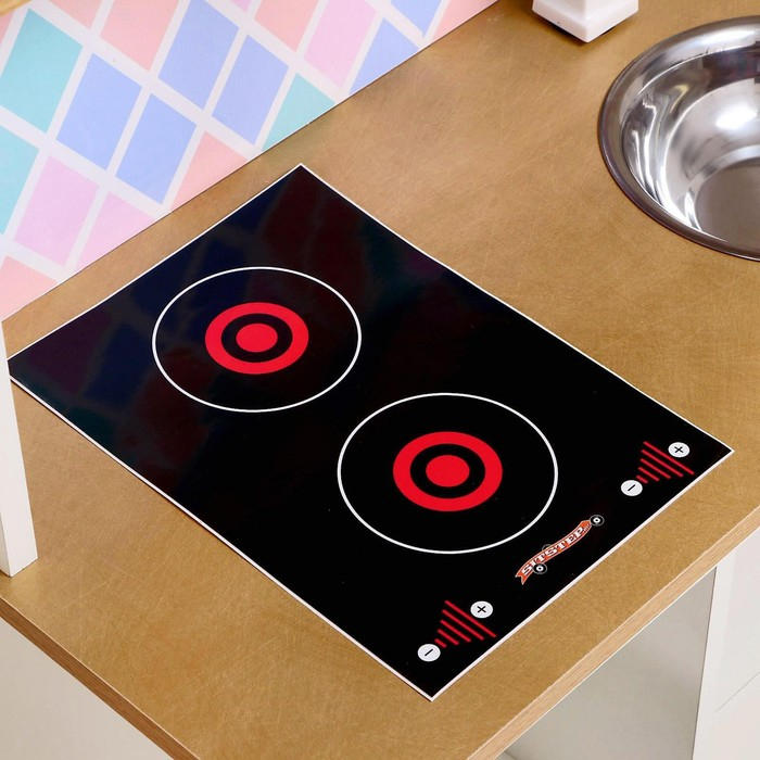 Игровая мебель &laquo;Детская кухня&raquo;, цвет корпуса бело-бежевый, цвет фасада бело-голубой, фартук ромб