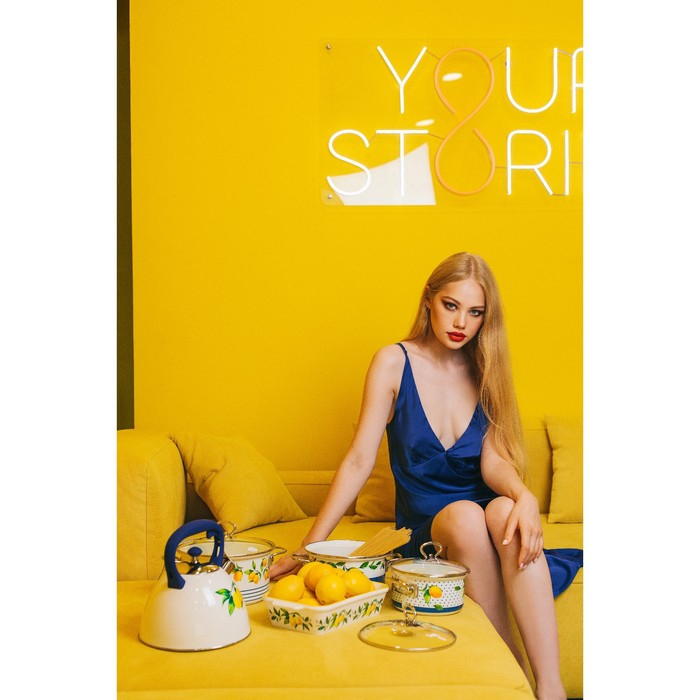 Набор кастрюль Доляна &laquo;Лимоны&raquo;, 3 предмета: 1,9 л, 2,5 л, 3,7 л, стеклянные крышки, индукция