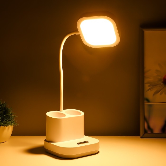 Настольная лампа Настольная лампа "Ронд" LED, от USB/АКБ 10 Вт сенсор 3000-6000 К белый 13х13х44 см RISALUX