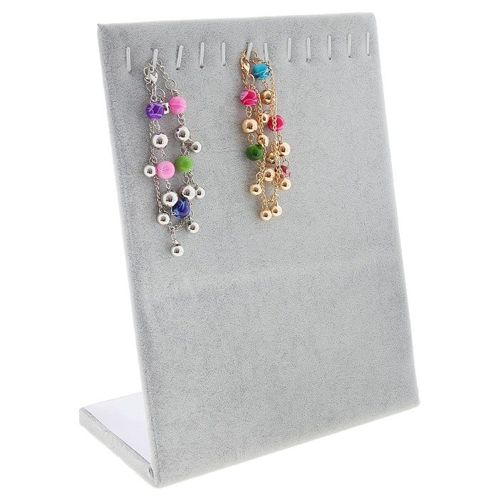 Подставка для кулонов, цепочек, браслетов, 12 крючков 20×9×25,5 см, бархатная, цвет серый Подставка для кулонов, цепочек, браслетов, 12 крючков 20×9×25,5 см, бархатная, цвет серый