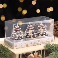 Набор свечи новогодние "Шишка", 3 шт, 4&times;6 см,