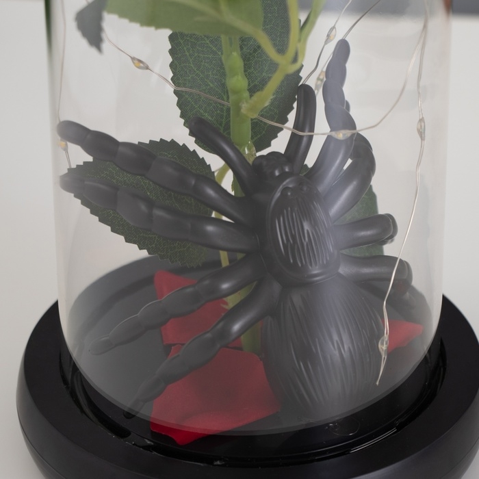 Светильник колба &laquo;Паук с розой&raquo; 1,5Вт, LED, 3xAAA, черный USB 11х11х21см