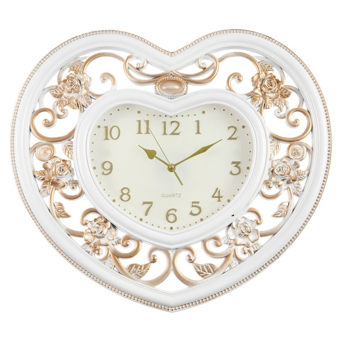 Часы настенные, серия: Интерьер, "Сердце", дискретный ход, 1АА, d-25.5 см, 55 х 48 см