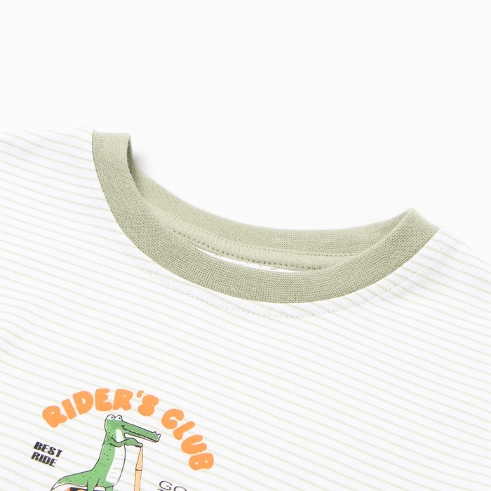 Футболка для мальчика, цвет белый/полоска, рост 110 см