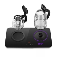 Чайный набор Kitfort КТ-6608, стекло, 1.7/1 л, 2200 Вт, регулировка t&deg;, дисплей, чёрный