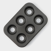 Форма для выпечки Доляна &laquo;Жаклин. Круг&raquo;, 26&times;18&times;3 см, 6 ячеек, съёмное дно, антипригарное покрытие, цвет чёрный