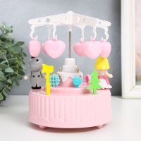 Шкатулка музыкальная механическая "Карусель - свадьба" розовая 13,5х13,5х20 см Шкатулка музыкальная механическая "Карусель - свадьба" розовая 13,5х13,5х20 см