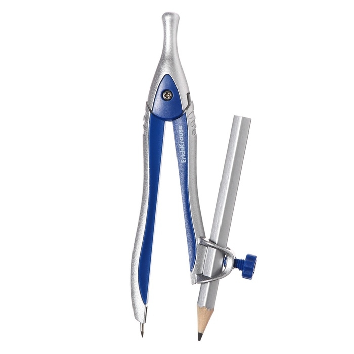 Циркуль металлический ErichKrause Циркуль металлический ErichKrause "Classic", 125мм, с карандашом, пенал, синий