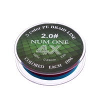 Шнур Ryobi NUM ONE PE4X, диаметр 0.235 мм, тест 10 кг, 100 м, Multi Colour Шнур Ryobi NUM ONE PE4X, диаметр 0.235 мм, тест 10 кг, 100 м, Multi Colour