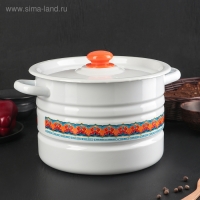 Мантоварка-позница эмалированная, 7,5 л, декор, 2 вставки, МИКС