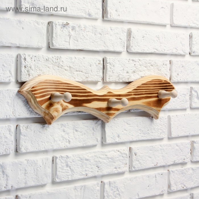 Вешалка "Летучая мышь" ЛИПА обожжённая, 3 крючка, 30,5&times;10&times;5 см