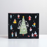 Коробка подарочная новогодняя складная &laquo;Happy new year&raquo;, 31,2 х 25,6 х 16,1 см, Новый год