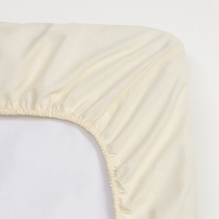 Простыня на резинке Этель 160*200*25, цв.молочный, 100% хлопок, поплин 125г/м2