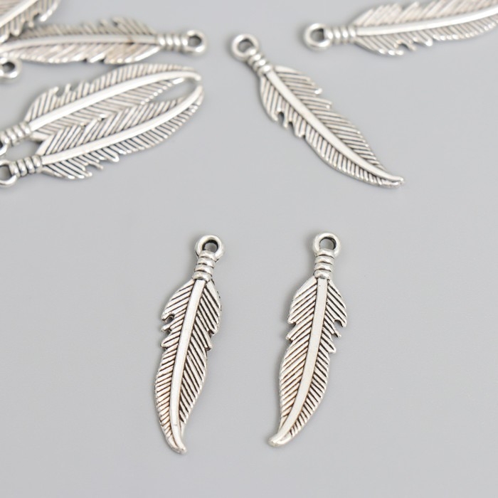 Декор для творчества металл Декор для творчества металл "Пёрышко" серебро набор 20 шт 2,6х0,7 см