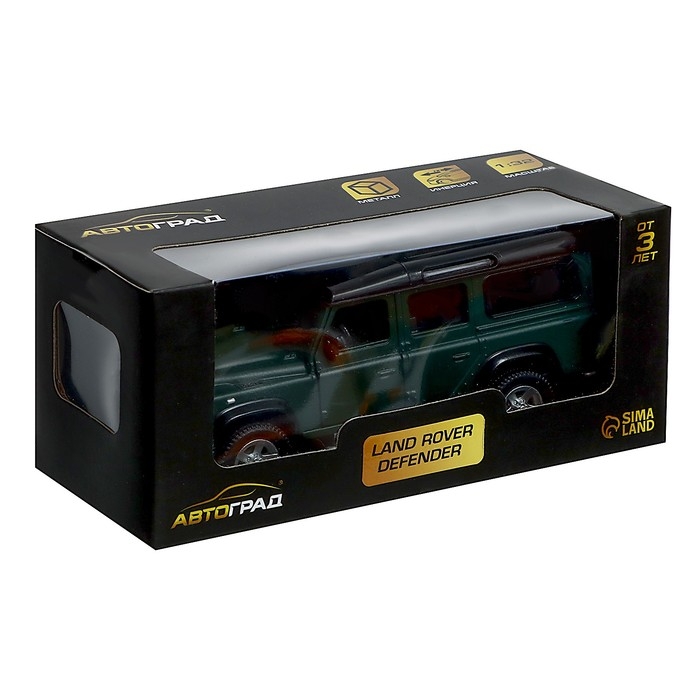 Машина металлическая LAND ROVER DEFENDER, 1:32, инерция, цвет матовый зелёный