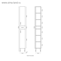 Пенал для ванной комнаты 24 с ящиком правый, 194 см х 24 см х 26,6 см