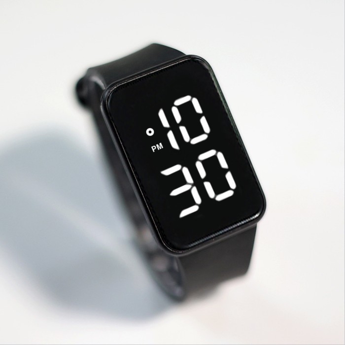 Часы наручные электронные, 3 АТМ, ремешок силикон, черные Часы наручные электронные, 3 АТМ, ремешок силикон, черные