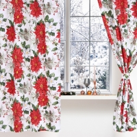 Комплект штор Доляна "Рождественские цветы" 145х180см-2шт. с подхватами, 100% п/э, 140гр/м2 Комплект штор Доляна "Рождественские цветы" 145х180см-2шт. с подхватами, 100% п/э, 140гр/м2