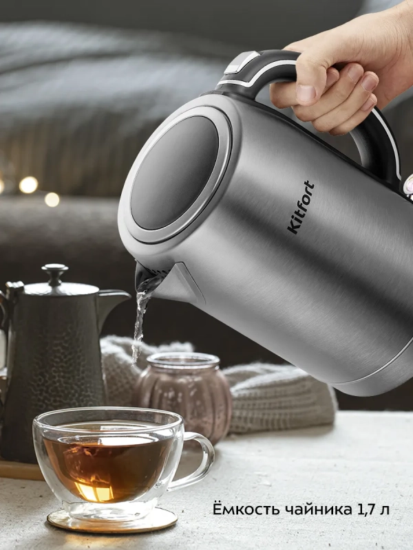Чайник электрический металлический КТ-6175 - 1,7 л