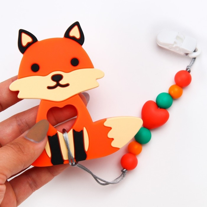 Прорезыватель силиконовый на держателе Прорезыватель силиконовый на держателе "Лисенок", Крошка Я