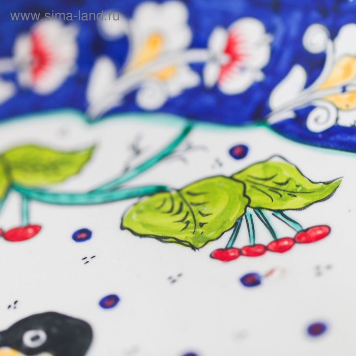 Ляган Риштанская Керамика Ляган Риштанская Керамика "Пара птичек", овальный, рифлёный 41 см