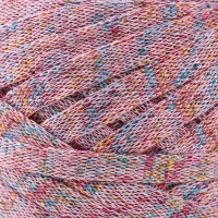 Трикотажная пряжа "Риббон" с люрексом 85м/170&plusmn;5 гр (Розовый, люрекс: Радуга)