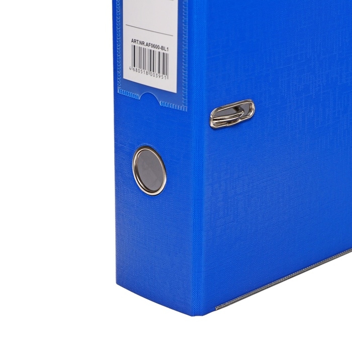 Папка-регистратор А4, 75 мм, Calligrata, ПВХ, тиснение "лен", металлическая окантовка, карман на корешок, собранная, синяя, микс