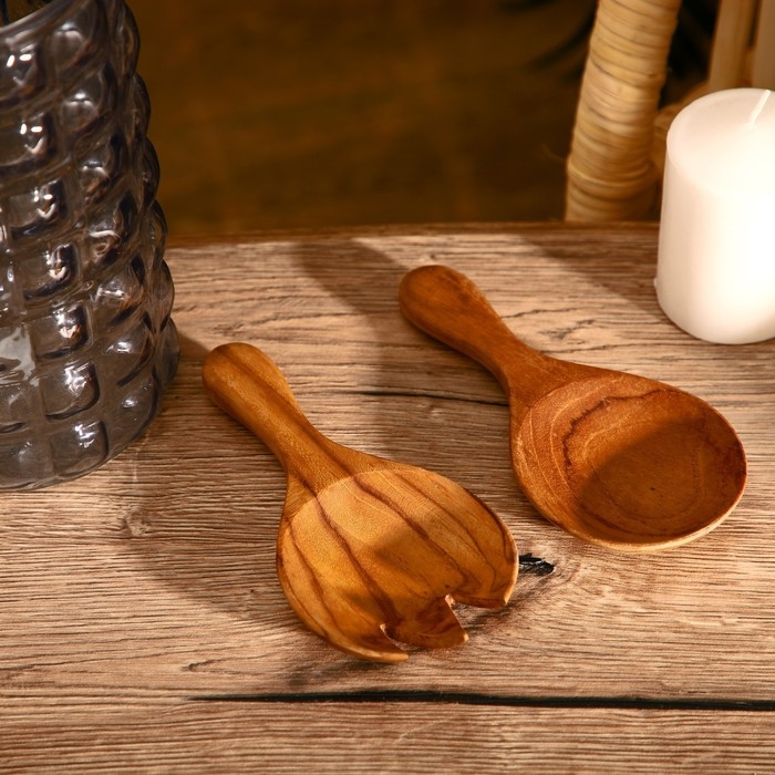 Кухонный набор Кухонный набор "Вилка, ложка" 15 см, тиковое дерево