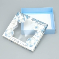 Коробка подарочная новогодняя складная &laquo;С новым годом&raquo; , шары, 23.5 х 20.5 х 5.5 см, Новый год