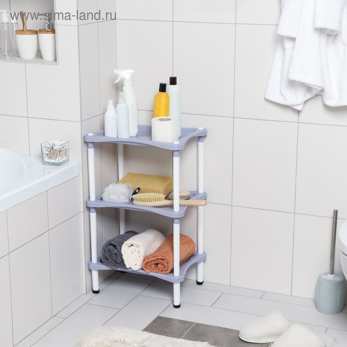 Этажерка напольная с полками 3-х секционная Krita, цвет сиреневый туман