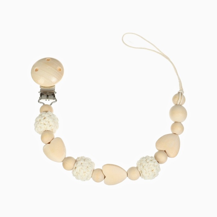 Держатель для соски - пустышки &laquo;Сердце&raquo;, деревянный, цвет бежевый