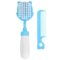 Набор расчёсок с погремушкой «Бегемотик», 2 предмета: расчёска с зубчиками + щётка Набор расчёсок с погремушкой «Бегемотик», 2 предмета: расчёска с зубчиками + щётка