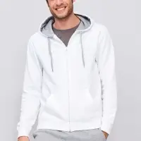 Толстовка мужская на молнии Soul Men 290 с контрастным капюшоном, белый, размер XXL