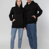 Худи унисекс с карманом на груди Chest Pocket, черное, размер XS/S