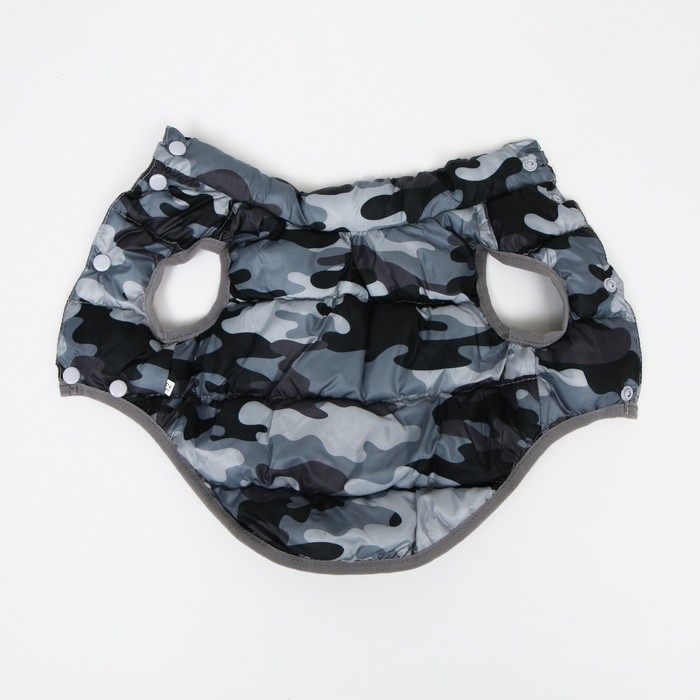 Куртка для собак двухсторонняя с принтом,  размер 8 (ДС 23 см, ОГ 30, ОШ 22 см), серая