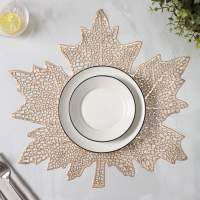 Салфетки сервировочные на стол Доляна «Кленовый лист», 4 шт, d=38 см, цвет золотой Салфетки сервировочные на стол Доляна «Кленовый лист», 4 шт, d=38 см, цвет золотой