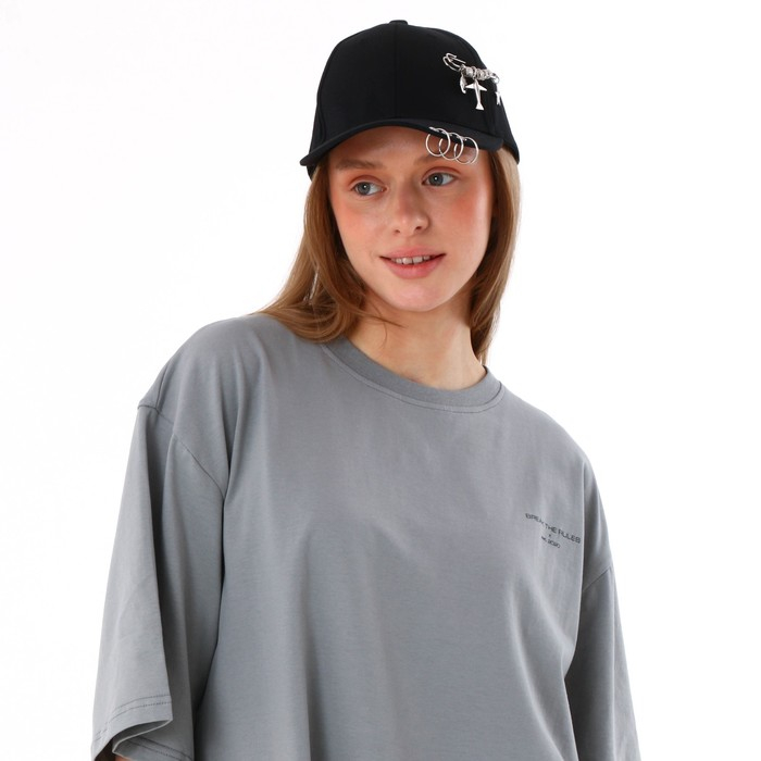 Кепка женская с кольцами, цвет чёрный, р-р 56 Кепка женская с кольцами, цвет чёрный, р-р 56